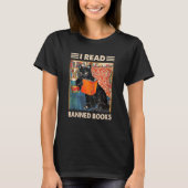 T-shirt J'ai lu des livres interdits Black Cat Reader Book (Devant)