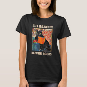 T-shirt J'ai lu des livres interdits Black Cat Reader Book