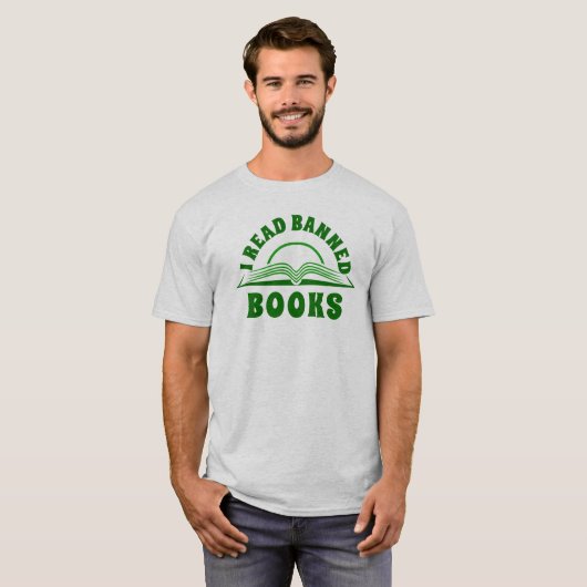T-shirt J'ai lu livre interdit texte vert conception T-shi (Devant entier)