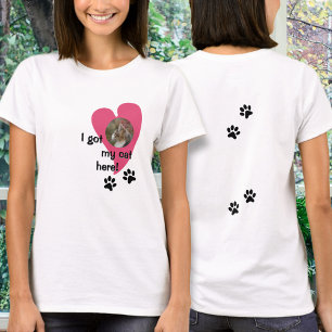 T-shirt J'ai mon chat ici ! Photo personnalisée