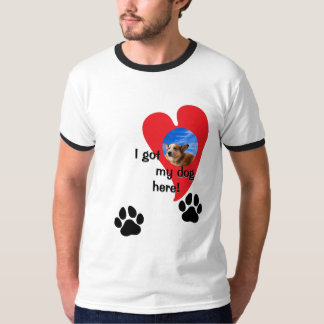 T-shirt J'ai mon chien ici ! Photo personnalisée