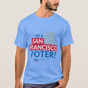 T-shirt J'ai San Francisco Voter texte rouge et bleu Scoop