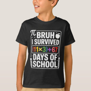 T-shirt J'ai survécu 100 jours d'école Bruh Équation mathé