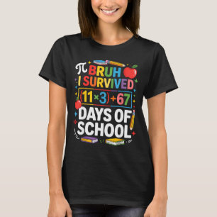 T-shirt J'ai survécu 100 jours d'école Bruh Équation mathé