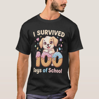 T-shirt J'ai survécu 100 jours d'école glace de chien drôl