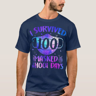 T-shirt J'Ai Survécu 100 Jours Scolaires Masqués 100E Jour