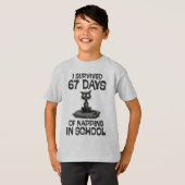 T-shirt J'ai Survécu 67 Jours De Sommeil, Mème De Chat Drô (Devant entier)