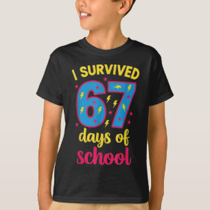 T-shirt J'ai survécu 67 jours d'école 100 jours Brainrot S
