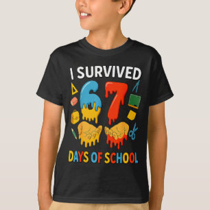 T-shirt J'ai survécu 67 jours d'école Mème drôle Professeu