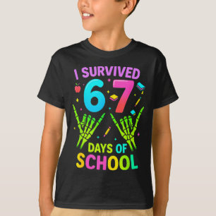 T-shirt J'ai survécu 67 jours d'école Mème drôle Professeu