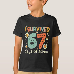 T-shirt J'ai survécu 67 jours d'école Mème drôle Professeu