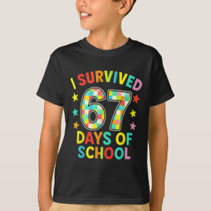 T-shirt J'ai survécu 67 jours d'école Six Sept Mème Enfant