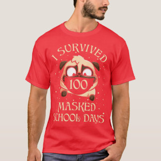 T-shirt J'Ai Survécu À 100 Journées Scolaires Masquées Pou