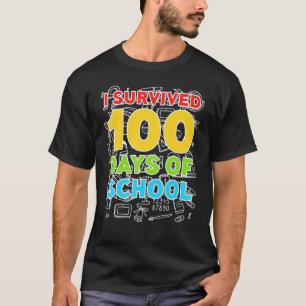 T-shirt J'Ai Survécu À 100 Jours De Chemise D'École Joyeux