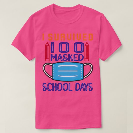 T-shirt J'ai survécu à 100 jours scolaires masqués 5 (Design devant)