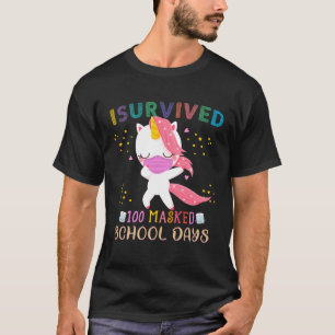 T-shirt J'Ai Survécu À 100 Jours Scolaires Masqués Dabbing