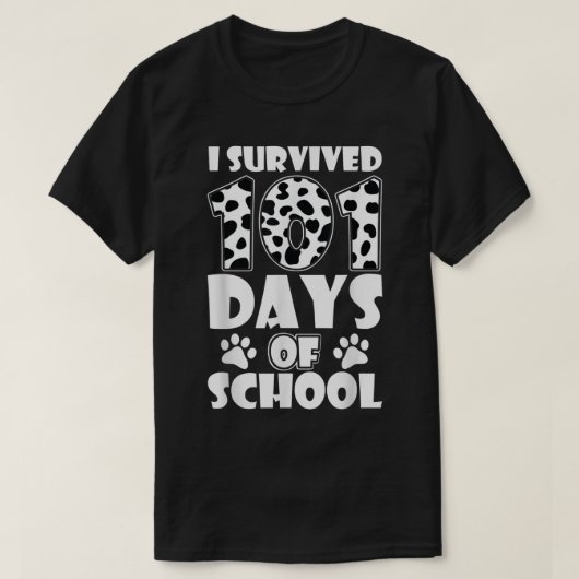 T-shirt J'ai survécu à 101 jours d'école avec un professeu (Design devant)