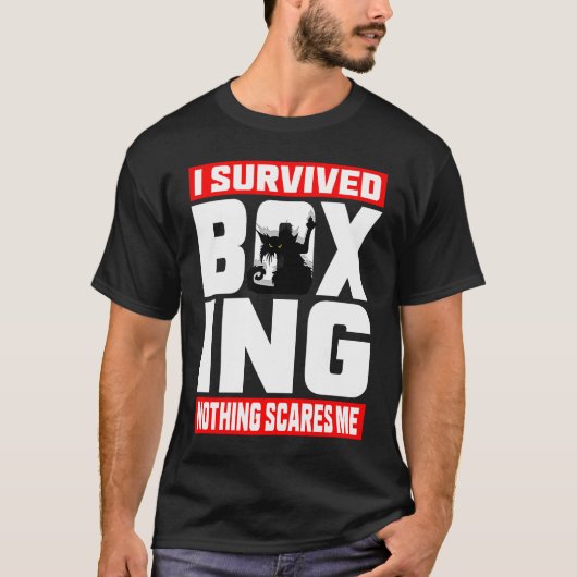 T-shirt J'Ai Survécu À La Boxe Rien Ne Me Fait Peur Chat E (Devant)