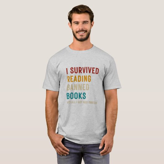 T-shirt J'Ai Survécu À La Lecture Interdite Livres Lover L (Devant entier)