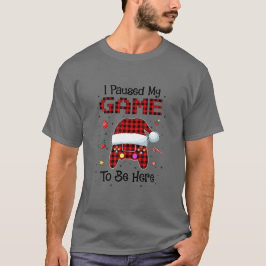 T-shirt J'Ai Suspendu Mon Jeu Pour Être Ici Red Plaid Vide (Devant)
