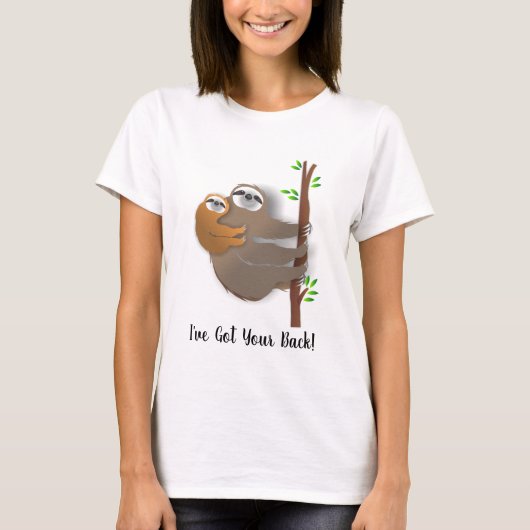 T-shirt "J'ai ton dos" Bébé sur le dos de maman Sloth" (Devant)
