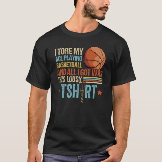 T-shirt J'Ai TORÉ Mon Acl Jouant Basketball Chirurgie Hand (Devant)