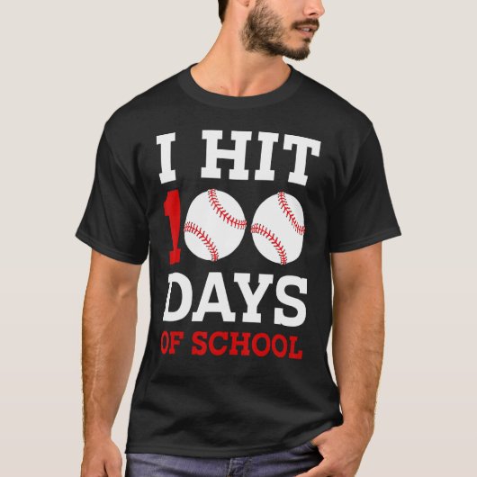 T-shirt J'Ai Touché 100 Jours De Baseball Scolaire 100E Jo (Devant)