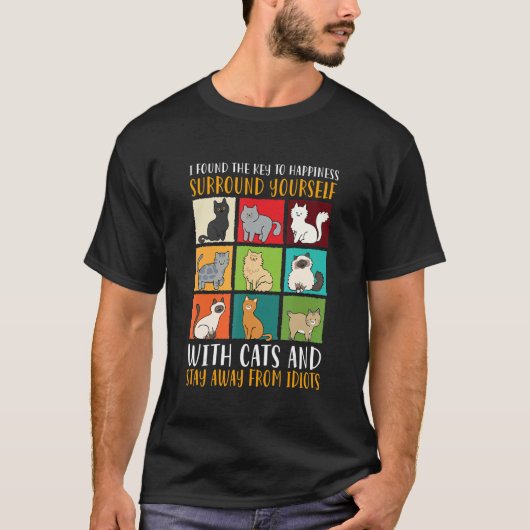 T-shirt J'Ai Trouvé La Clé Du Bonheur Chat Papa Chat Maman (Devant)