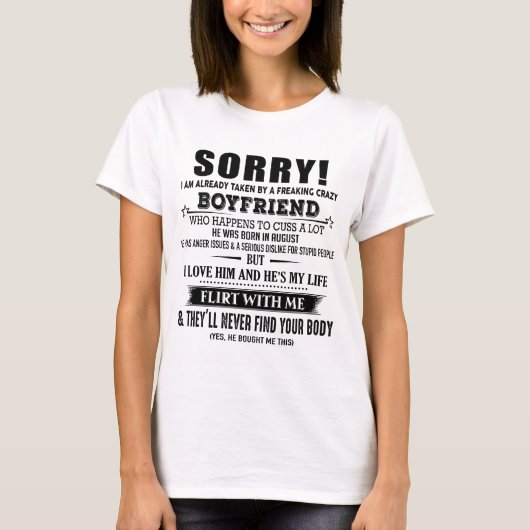 T-shirt J'ai un ami fou Il est né en août (Devant)