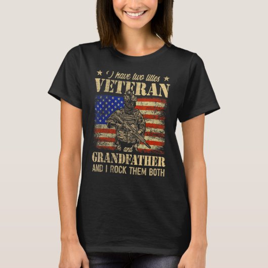 T-shirt J'Ai Un Ancien Et Grand-Père Drapeau Américain Fau (Devant)