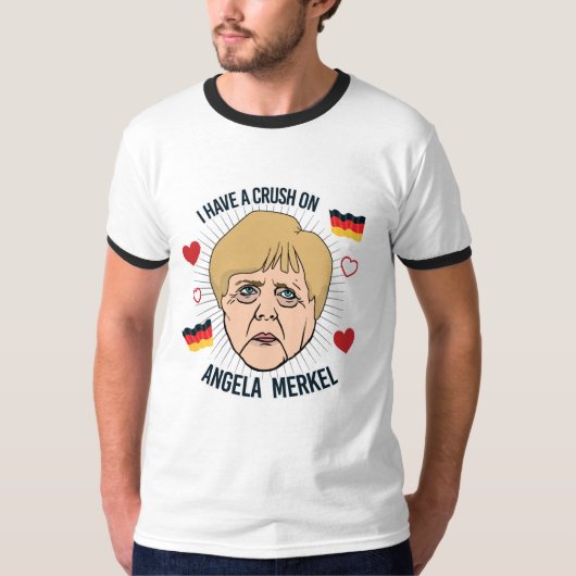 T-shirt J'ai un écrasement sur Angela Merkel - - (Devant)