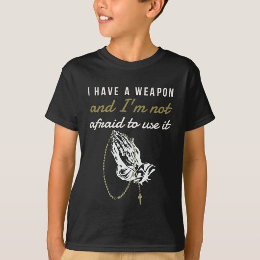 T-shirt J'ai une conception catholique de chapelet d'arme (Devant)
