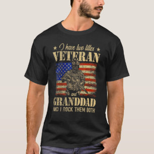 T-shirt J'ai Vétéran et grand-père américain Drapeau Père
