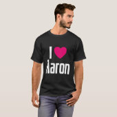 T-shirt J'aime Aaron Coeur rose Je Coeur Aaron (Devant entier)