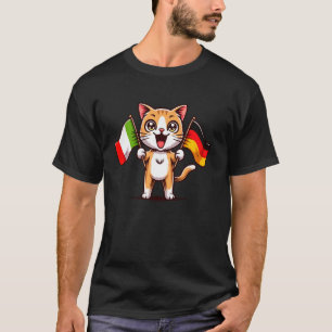 T-shirt J'aime Allemagne Italie Drapeau d'amitié Chat Mign