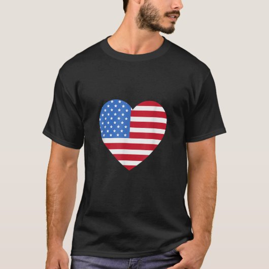 T-shirt J'aime America Love Flag coeur 4 juillet (Devant)