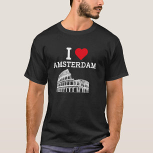 T-shirt J'aime Amsterdam Colosseum Drôle de Farce Blague P