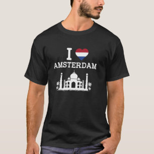 T-shirt J'aime Amsterdam Farce Drôle Blague Inde Monument 