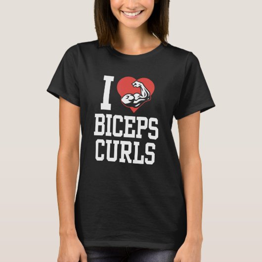 T-shirt J'aime Biceps Curls Curl Says Entraînement Muscle (Devant)