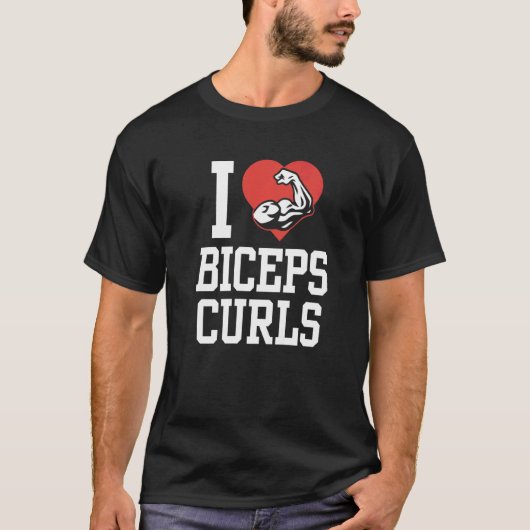 T-shirt J'aime Biceps Curls Curl Says Entraînement Muscle (Devant)