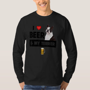 T-shirt J'Aime Bière Et Mon Boston Terrier Maman Papa Chie