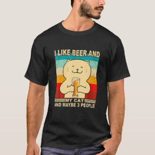 T-shirt J'Aime Bière Mon Chat Et Peut-Être 3 Personnes Cha