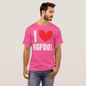 T-shirt J'Aime Bigfoot Sasquatch Coeur Forêt Créature Nat (Devant entier)