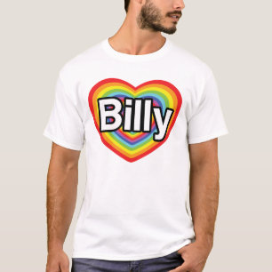 T-shirt J'aime Billy : coeur d'arc-en-ciel