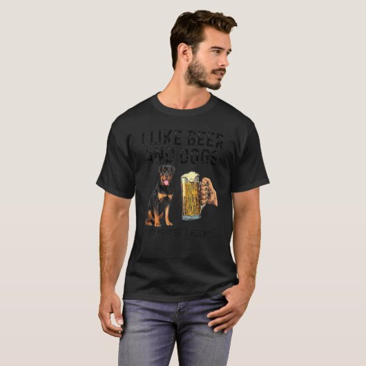 T-shirt J'Aime Boire De La Bière Et Des Chiens Rottweiler (Devant entier)