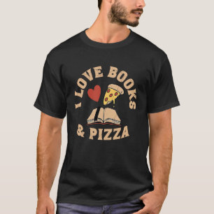 T-shirt J'aime Books & Pizza Reading Food Cool Retro