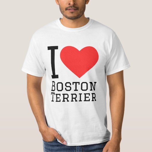 T-shirt J'aime Boston terrier (Devant)