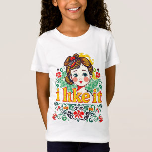 T-Shirt J'aime ça – Graphisme floral de fille rétro mignon
