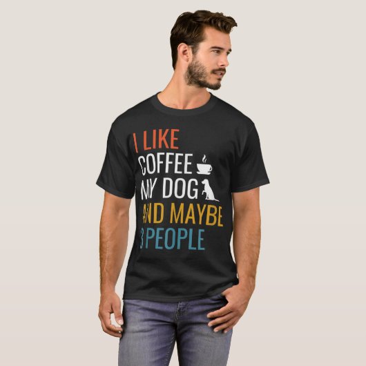 T-shirt J'Aime Café Mon Chien & Peut-Être 3 Personnes Vint (Devant entier)