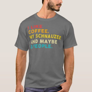 T-shirt J'Aime Café Mon Schnauzer Chien Et 3 Personnes Vin